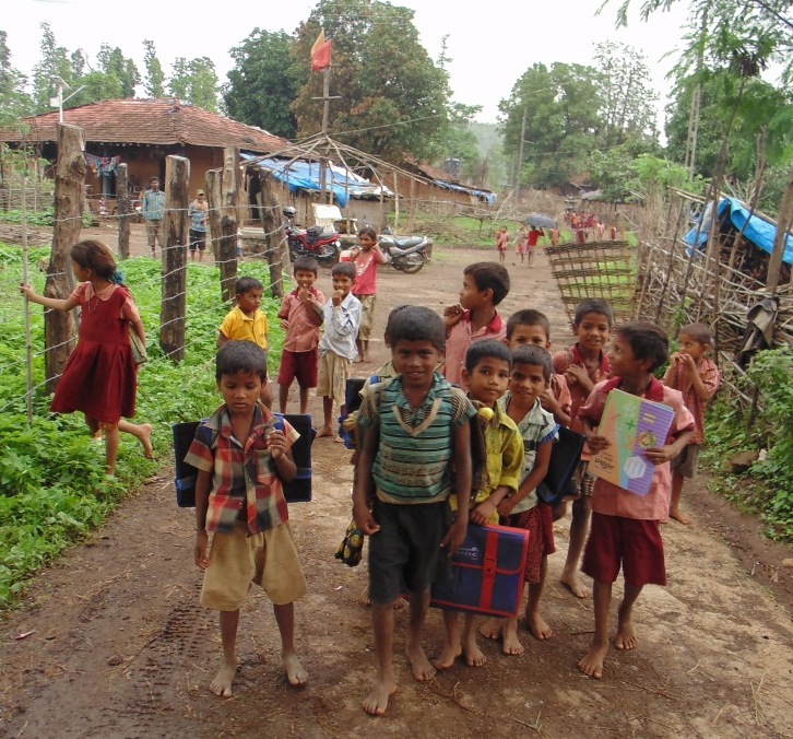 Students walking home from a HACI tuition class